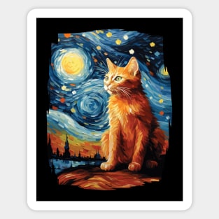 Starry Night Orange Cat - For Van Gogh Cat Moms & Cat Dads Sticker